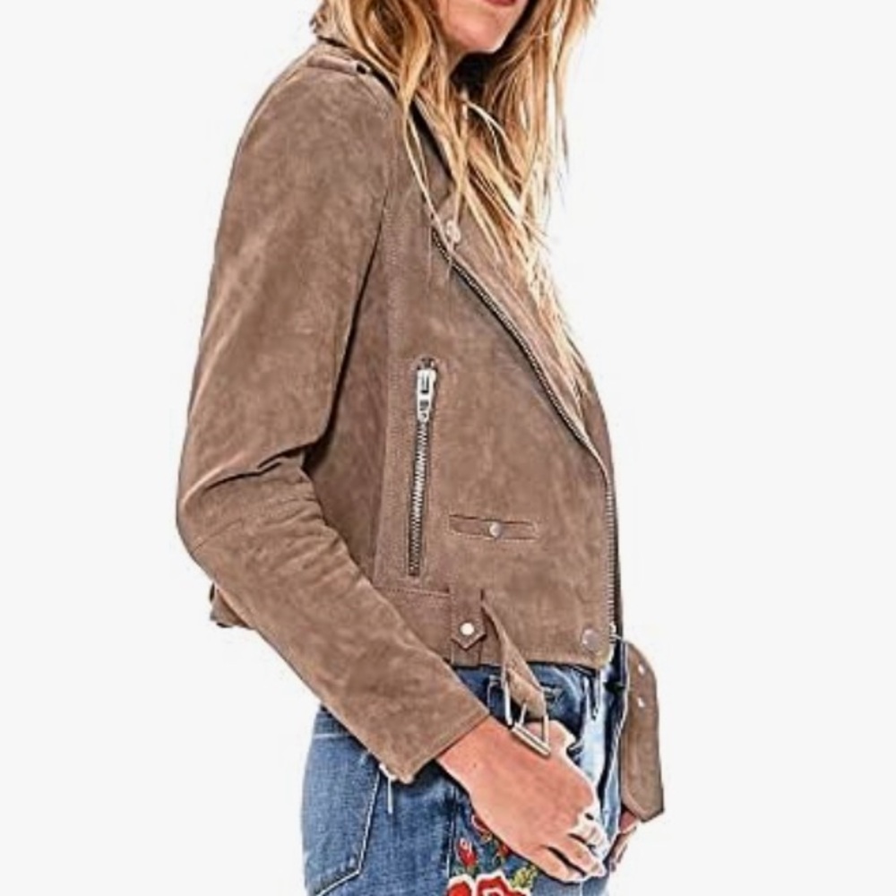 BLANKNYC Suede Moto Jacket in Sand | Size Medium - Picture 3 of 7